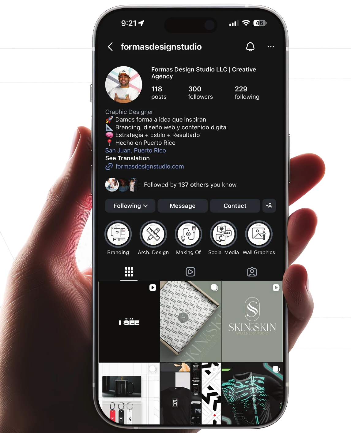 Formas Design Studio Instagram on iPhone